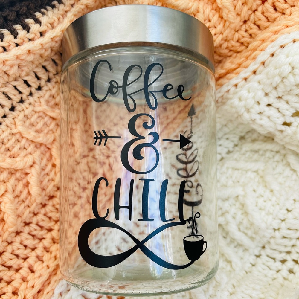 Custom made coffee and sugar glass jars Set of two for $10 or message for custom
